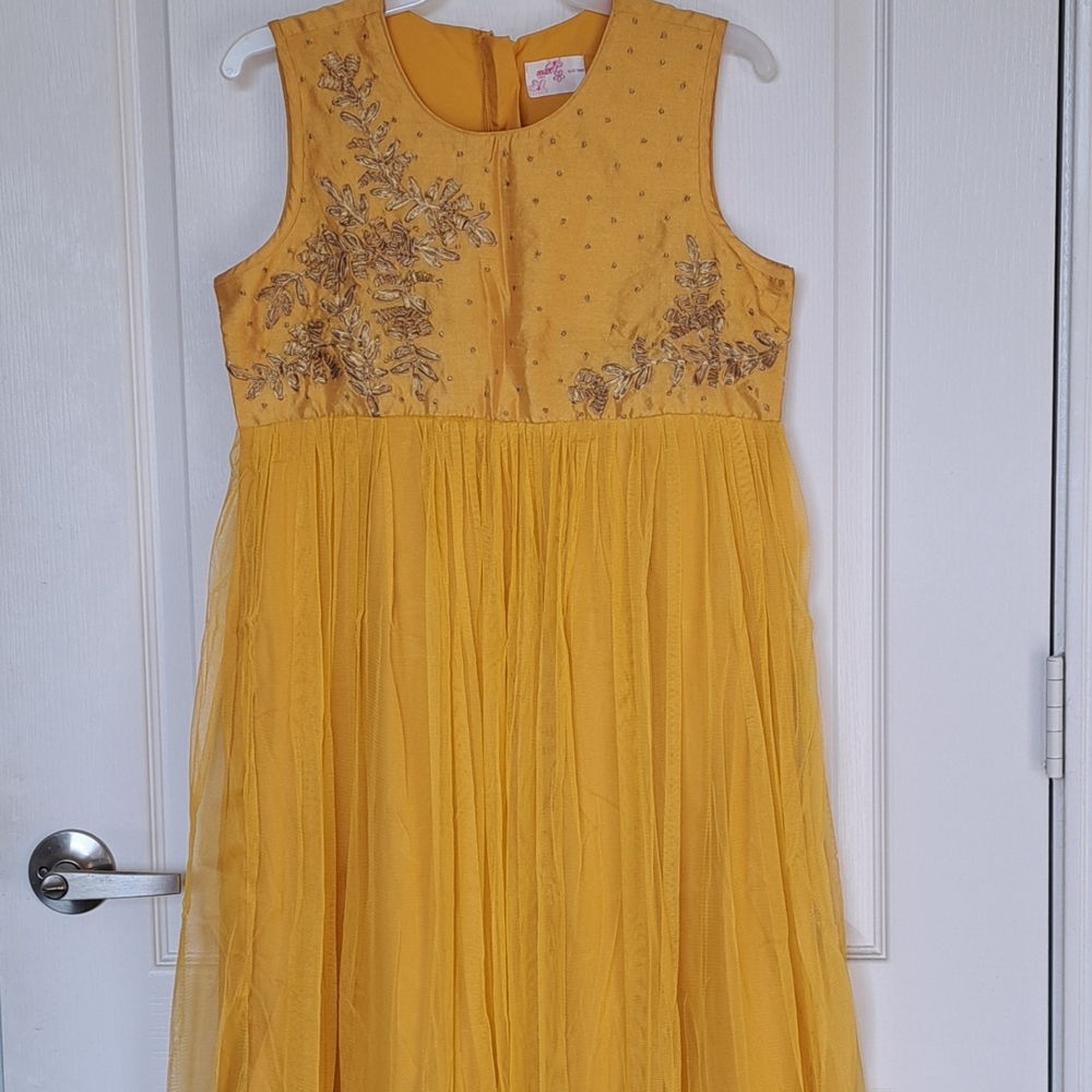 Elegant Yellow Embroidered Kids Indian Dress